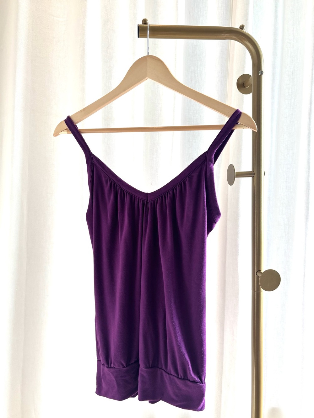 Purple Women's Gathered Tank Top Approx XS